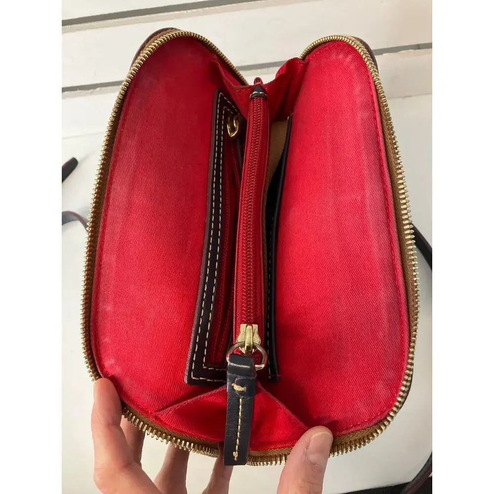 DOONEY & BOURKE, SMALL NAVY SMOOTH LEATHER CROSSBODY BAG - Picture 9 of 16
